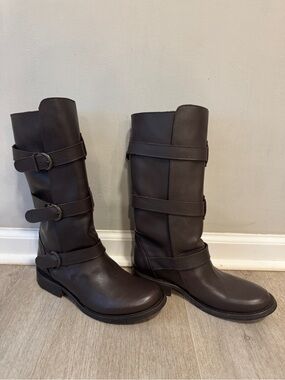 Bakers Dark Brown Strapped Boots